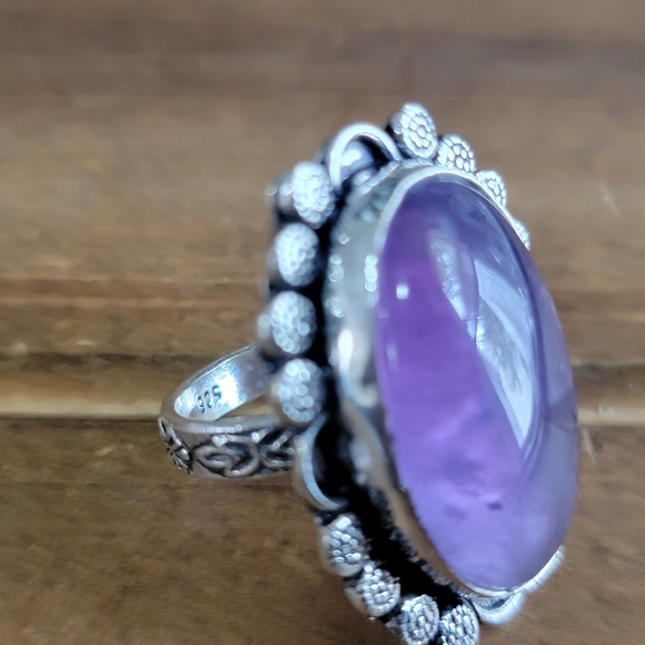 Native Amethyst Gemstone Ring Size 7 925 Silver Boho Womens Jewelry West… - Picture 4 of 6